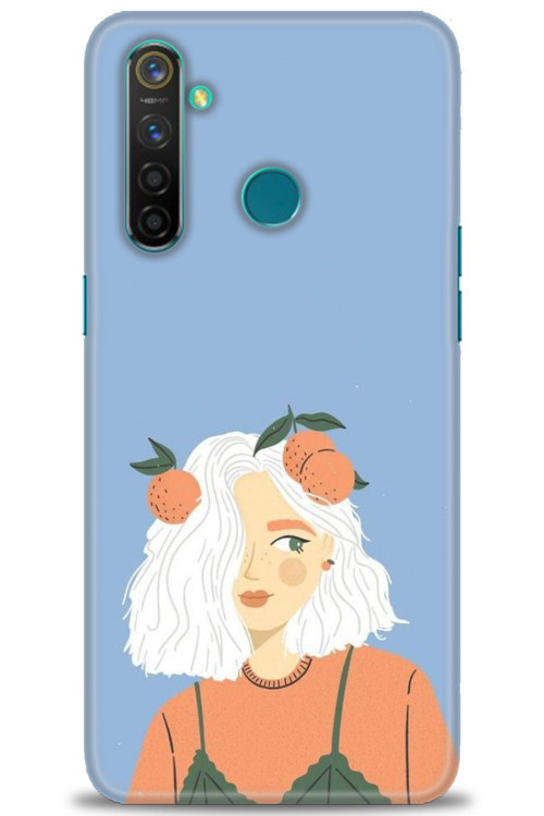 Realme 5 Pro Kılıf HD Baskılı Kılıf - Beyaz Saçlı Kız
