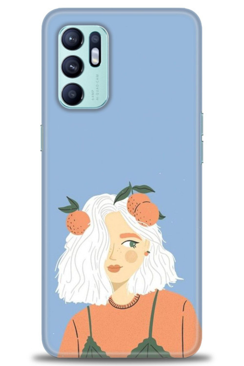 Oppo Reno 6 Kılıf HD Baskılı Kılıf - Beyaz Saçlı Kız