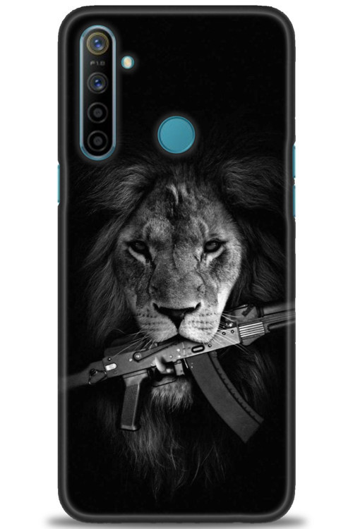 Realme 6i Kılıf HD Baskılı Kılıf - Tüfek ve Aslan