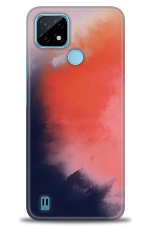 Realme C21 Kılıf HD Baskılı Kılıf - Sisli Turuncu