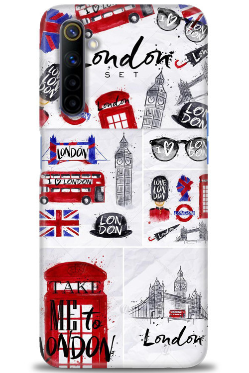 Realme 6 Kılıf HD Baskılı Kılıf - London Set