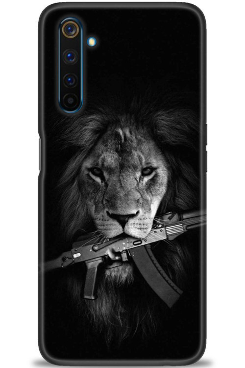 Realme 6 Pro Kılıf HD Baskılı Kılıf - Tüfek ve Aslan