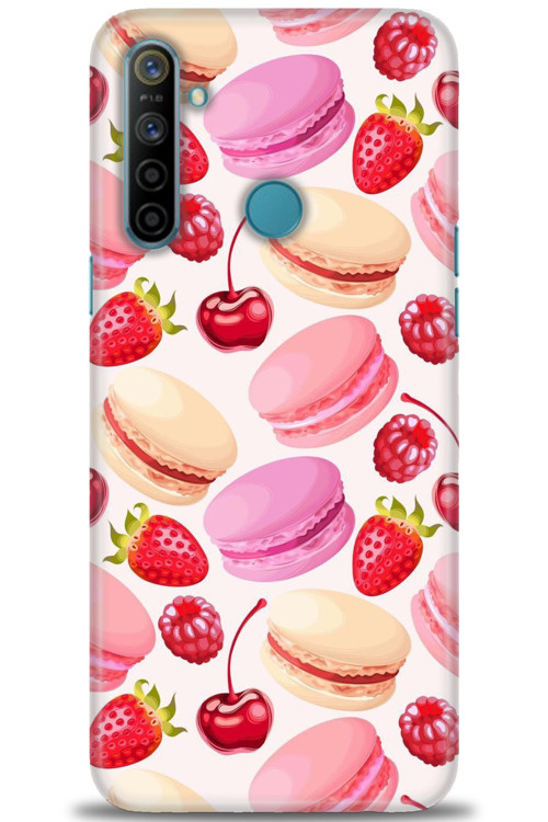 Realme 6i Kılıf HD Baskılı Kılıf - Makaron ve Çilekler