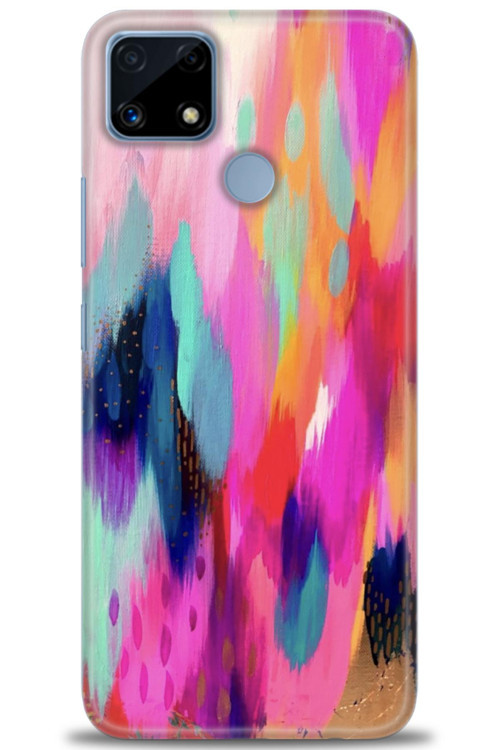 Realme C25 Kılıf HD Baskılı Kılıf - Yaldızlı Renkler