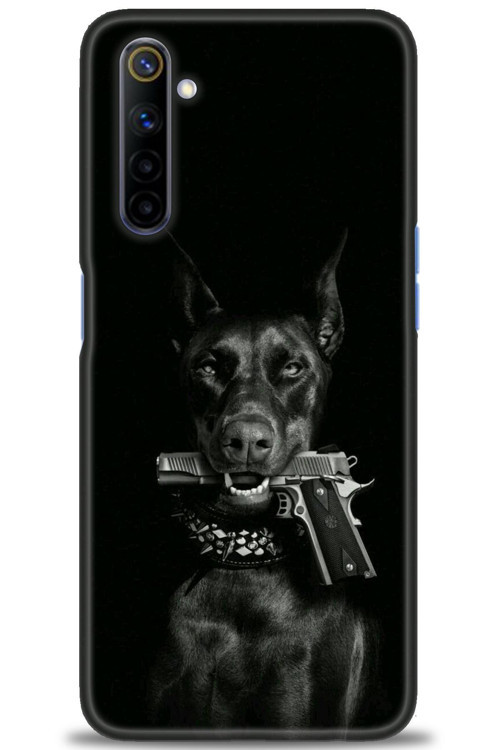 Realme 6 Kılıf HD Baskılı Kılıf - Tabanca ve Köpek