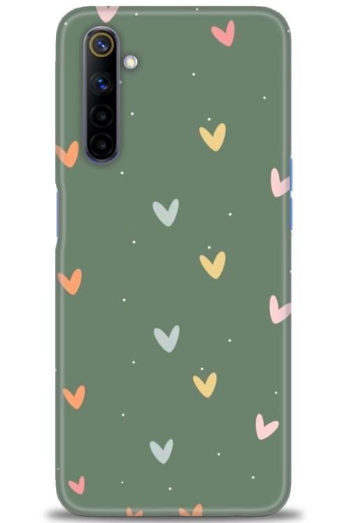 Realme 6 Kılıf HD Baskılı Kılıf - Soft Kalpler