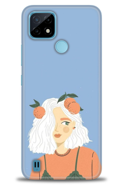 Realme C21 Kılıf HD Baskılı Kılıf - Beyaz Saçlı Kız