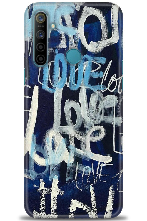 Realme C3 Kılıf HD Baskılı Kılıf - Love Mavi