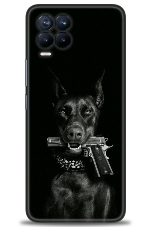 Realme 8 Pro Kılıf HD Baskılı Kılıf - Tabanca ve Köpek