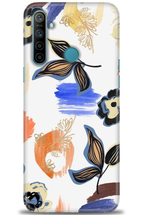 Realme 6i Kılıf HD Baskılı Kılıf - Mavi Yapraklar