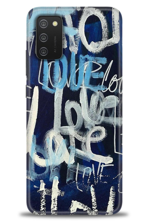 Samsung Galaxy A02S Kılıf HD Baskılı Kılıf - Love Mavi