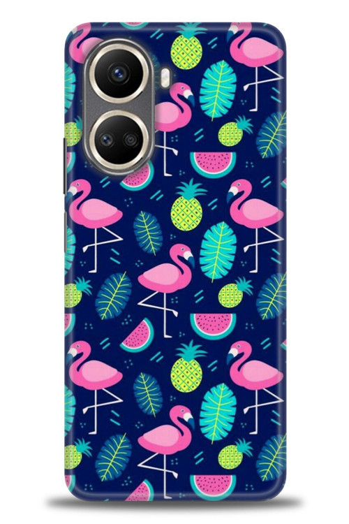Realme 10 4G Kılıf HD Baskılı Kılıf - Flamingo Ananas