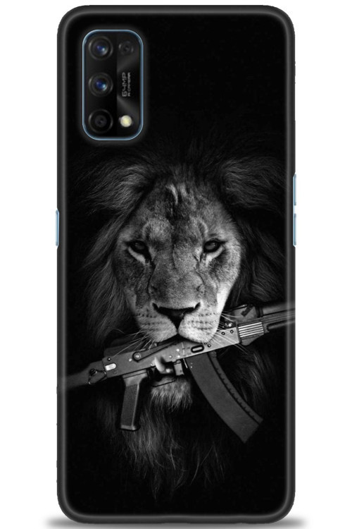 Realme 7 Pro Kılıf HD Baskılı Kılıf - Tüfek ve Aslan