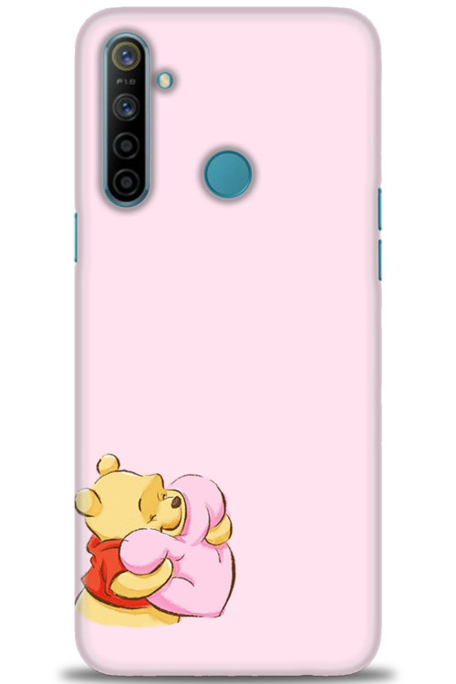 Realme C3 Kılıf HD Baskılı Kılıf - Winnie the Pooh Kalpli