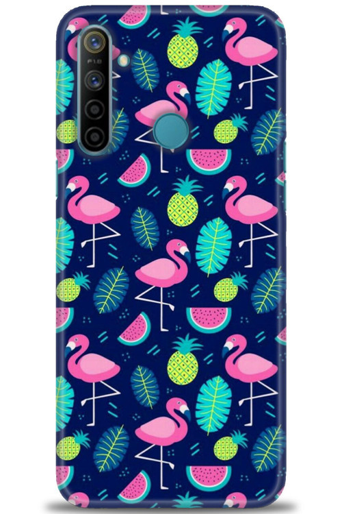 Realme C3 Kılıf HD Baskılı Kılıf - Flamingo Ananas