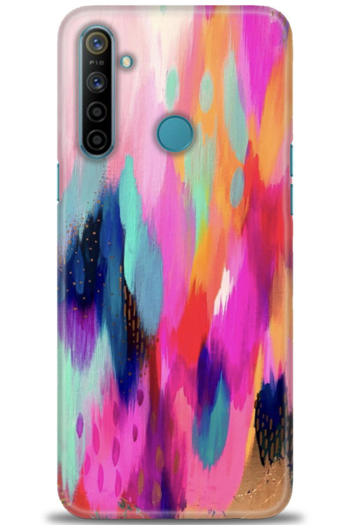 Realme C3 Kılıf HD Baskılı Kılıf - Yaldızlı Renkler