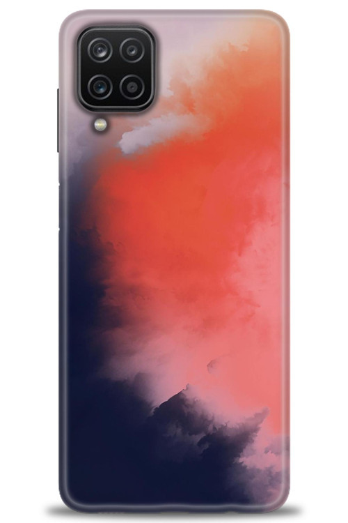 Samsung Galaxy A12 Kılıf HD Baskılı Kılıf - Sisli Turuncu