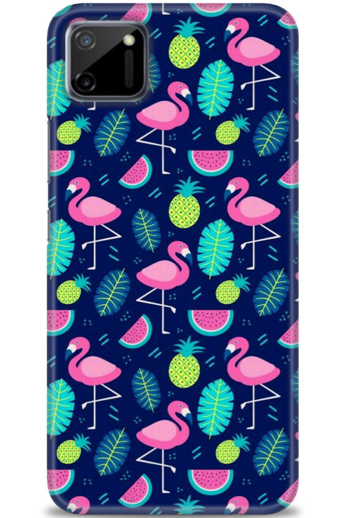 Realme C11 Kılıf HD Baskılı Kılıf - Flamingo Ananas