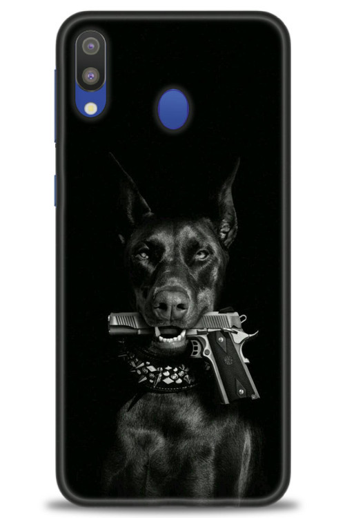 Samsung Galaxy A10S Kılıf HD Baskılı Kılıf - Tabanca ve Köpek