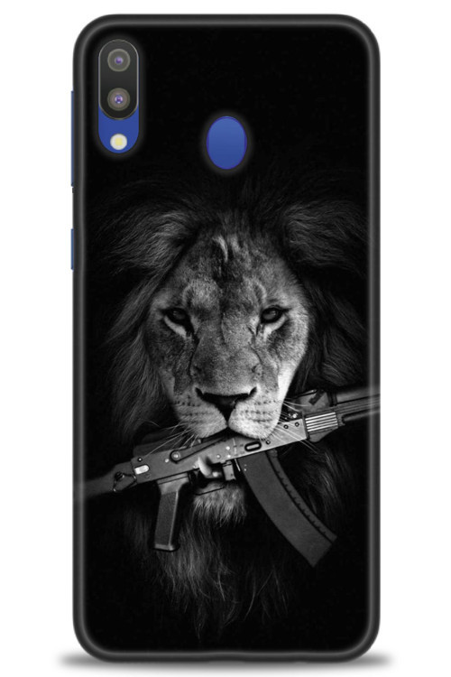 Samsung Galaxy A10S Kılıf HD Baskılı Kılıf - Tüfek ve Aslan