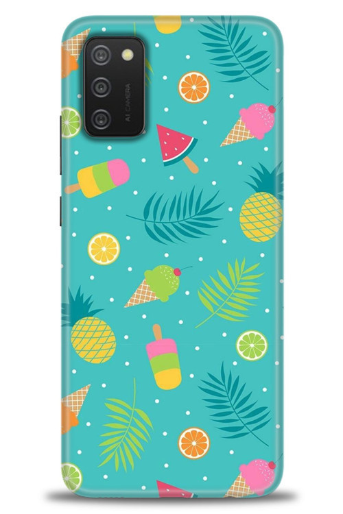 Samsung Galaxy A02S Kılıf HD Baskılı Kılıf - Dondurma ve Yapraklar