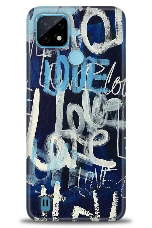 Realme C21 Kılıf HD Baskılı Kılıf - Love Mavi