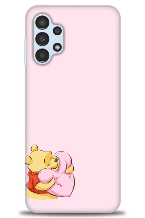 Samsung Galaxy A13 4G Kılıf HD Baskılı Kılıf - Winnie the Pooh Kalpli