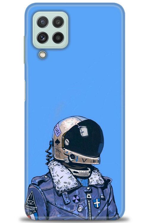 Samsung Galaxy A22 Kılıf HD Baskılı Kılıf - Mavi Astronot
