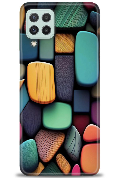 Samsung Galaxy A22 Kılıf HD Baskılı Kılıf - Renkli Taşlar