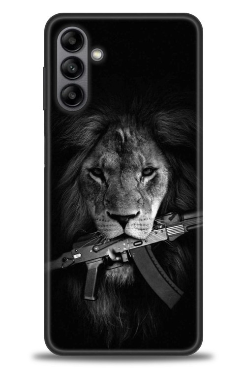 Samsung Galaxy A04S Kılıf HD Baskılı Kılıf - Tüfek ve Aslan