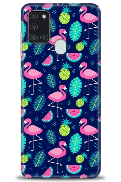 Samsung Galaxy A21S Kılıf HD Baskılı Kılıf - Flamingo Ananas