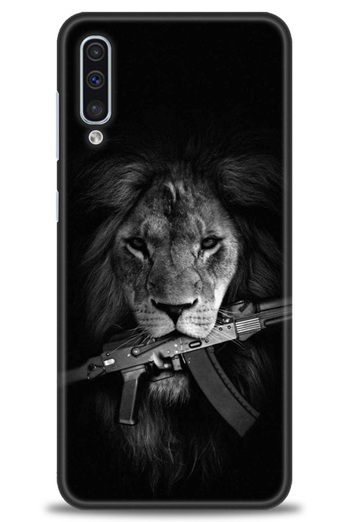 Samsung Galaxy A30S Kılıf HD Baskılı Kılıf - Tüfek ve Aslan