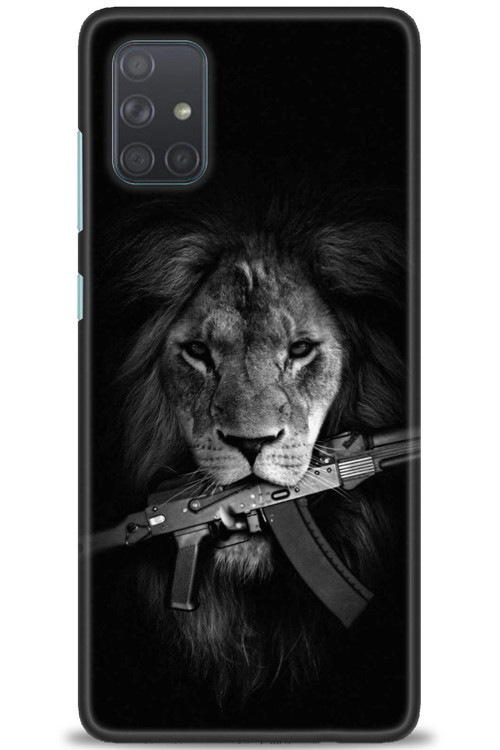 Samsung Galaxy A51 Kılıf HD Baskılı Kılıf - Tüfek ve Aslan