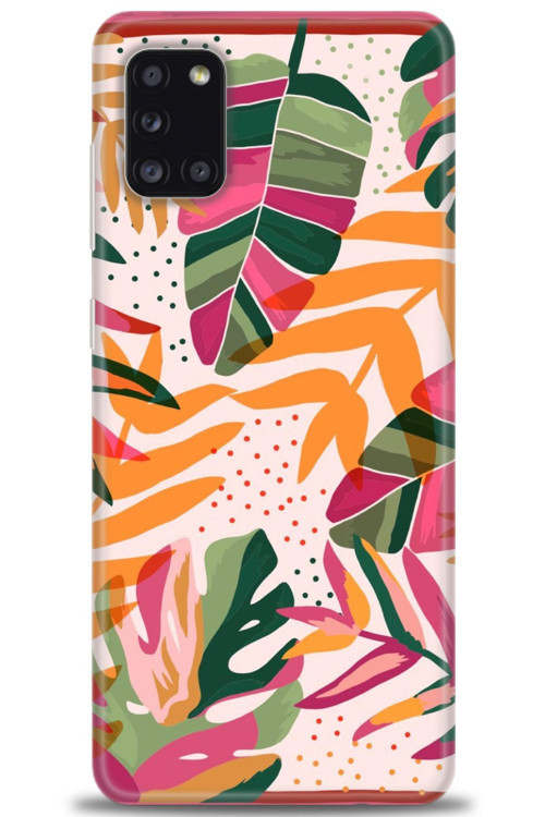 Samsung Galaxy A31 Kılıf HD Baskılı Kılıf - Turuncu Pembe