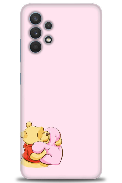 Samsung Galaxy A32 Kılıf HD Baskılı Kılıf - Winnie the Pooh Kalpli
