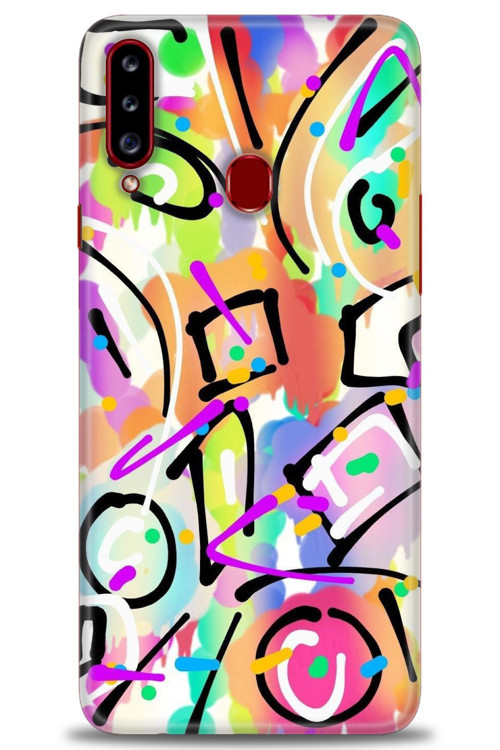 Samsung Galaxy A20S Kılıf HD Baskılı Kılıf - Renkler ve Çizgiler