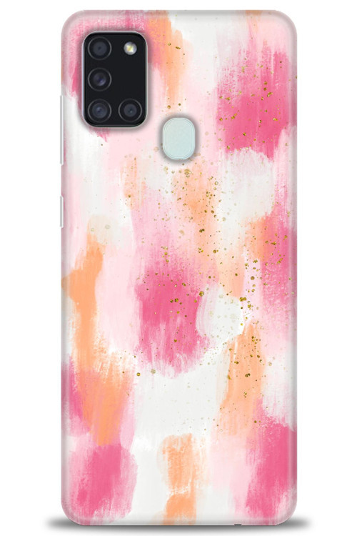 Samsung Galaxy A21S Kılıf HD Baskılı Kılıf - Pembe Palet