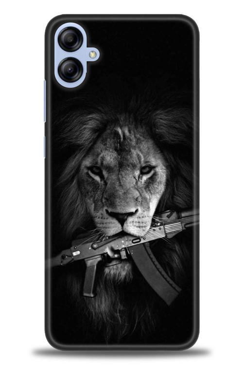 Samsung Galaxy A04E Kılıf HD Baskılı Kılıf - Tüfek ve Aslan