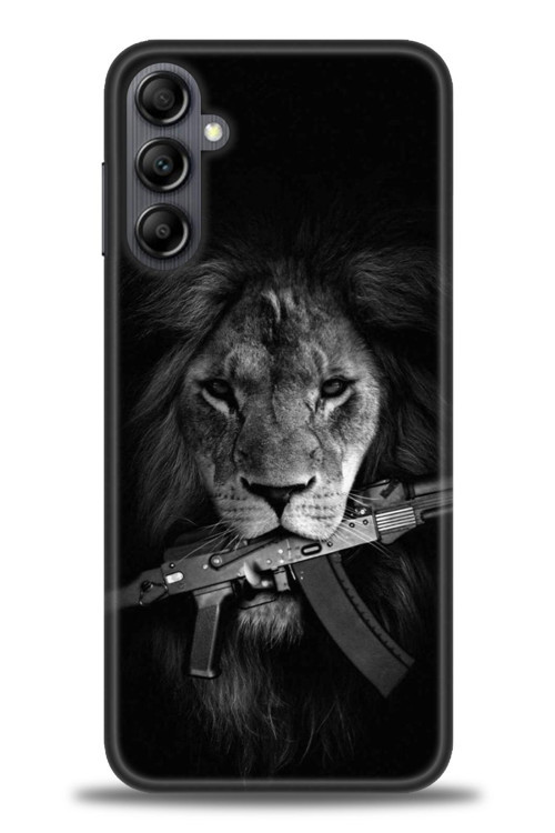 Samsung Galaxy A14 Kılıf HD Baskılı Kılıf - Tüfek ve Aslan