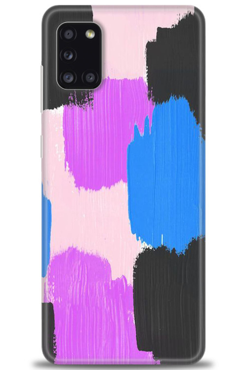 Samsung Galaxy A31 Kılıf HD Baskılı Kılıf - Mor Siyah