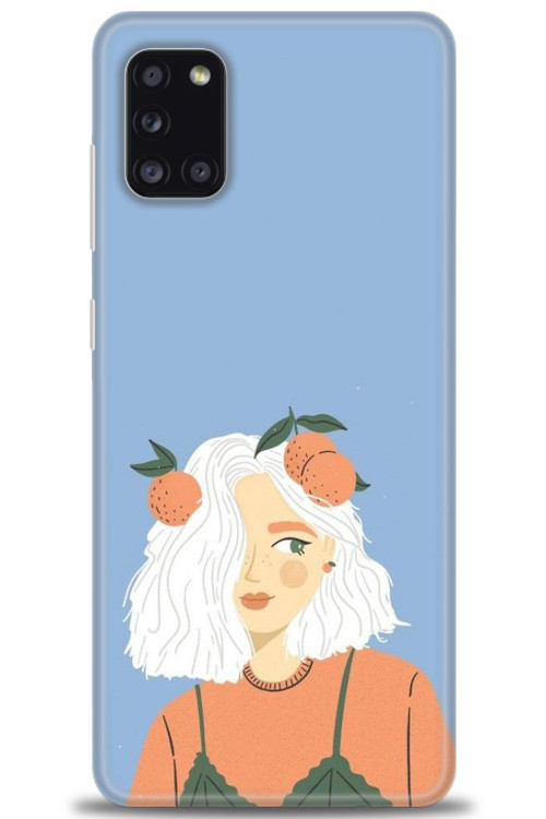 Samsung Galaxy A31 Kılıf HD Baskılı Kılıf - Beyaz Saçlı Kız