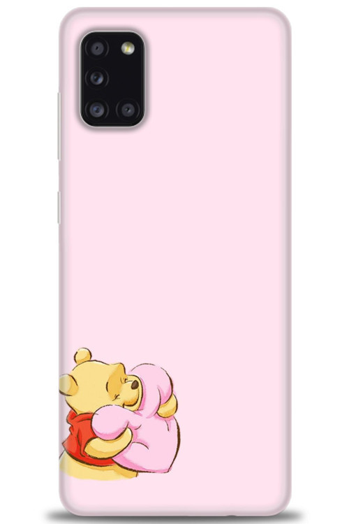 Samsung Galaxy A31 Kılıf HD Baskılı Kılıf - Winnie the Pooh Kalpli
