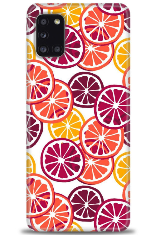 Samsung Galaxy A31 Kılıf HD Baskılı Kılıf - Bordo Limon Dilimleri