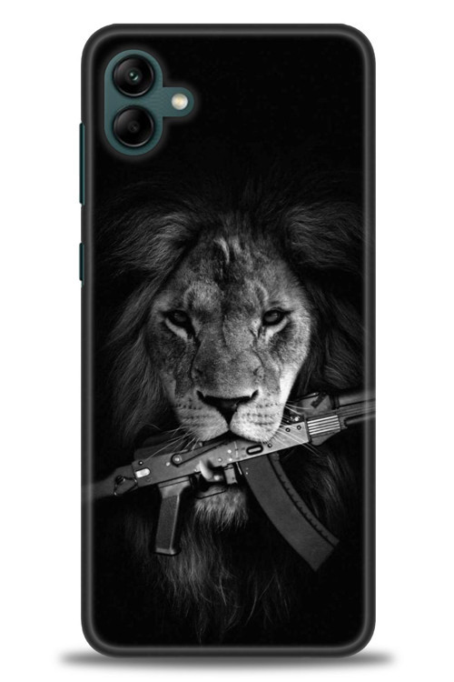 Samsung Galaxy A04 Kılıf HD Baskılı Kılıf - Tüfek ve Aslan