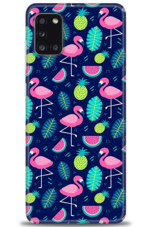 Samsung Galaxy A31 Kılıf HD Baskılı Kılıf - Flamingo Ananas