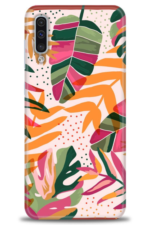 Samsung Galaxy A50S Kılıf HD Baskılı Kılıf - Turuncu Pembe