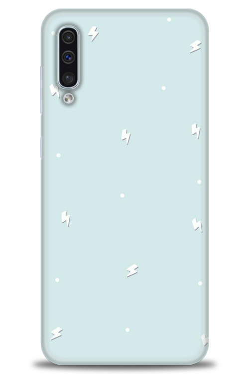Samsung Galaxy A50S Kılıf HD Baskılı Kılıf - Beyaz Şimşekler