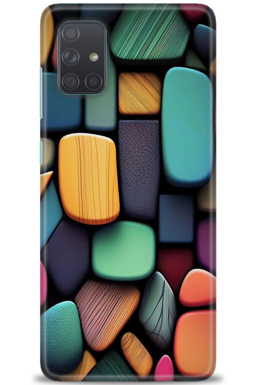 Samsung Galaxy A51 Kılıf HD Baskılı Kılıf - Renkli Taşlar