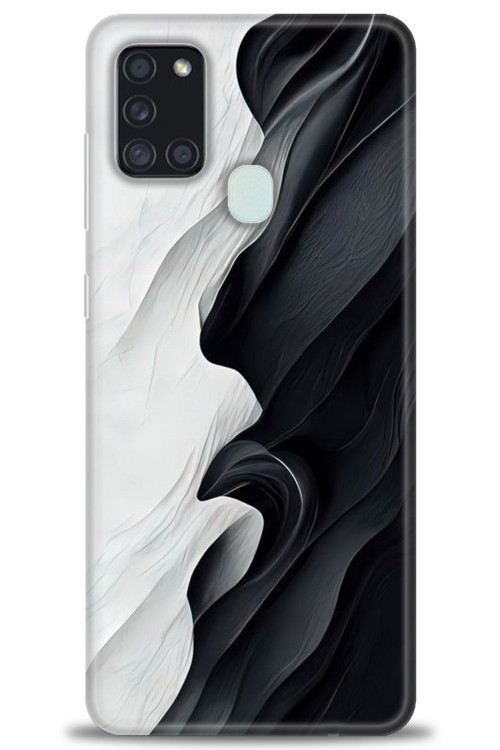 Samsung Galaxy A21S Kılıf HD Baskılı Kılıf - Black and White