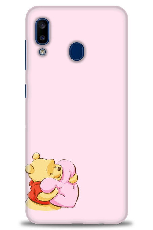 Samsung Galaxy A30 Kılıf HD Baskılı Kılıf - Winnie the Pooh Kalpli